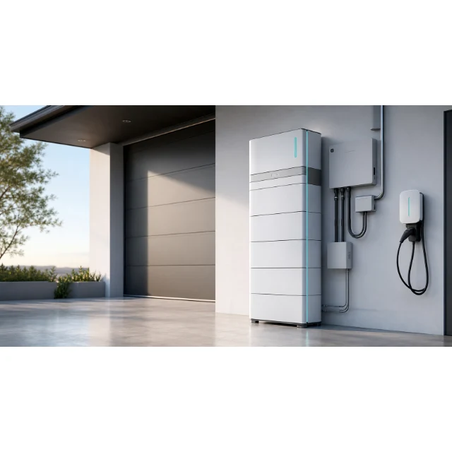 Sigenergy SigenStor stacked battery tower installed against a garage wall